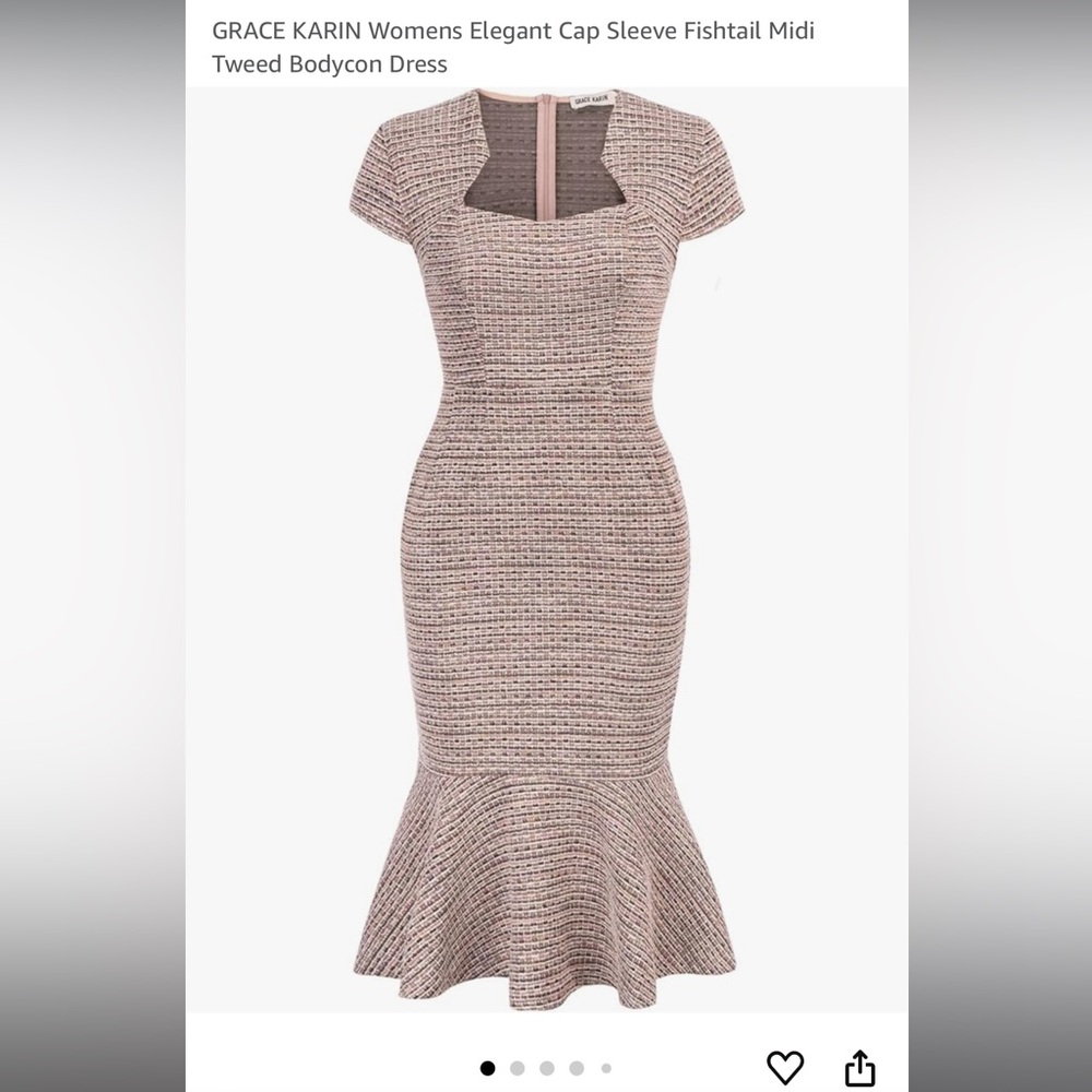 NWT Grace Karin M Elegant Women's Tweed Fishtail Dress
